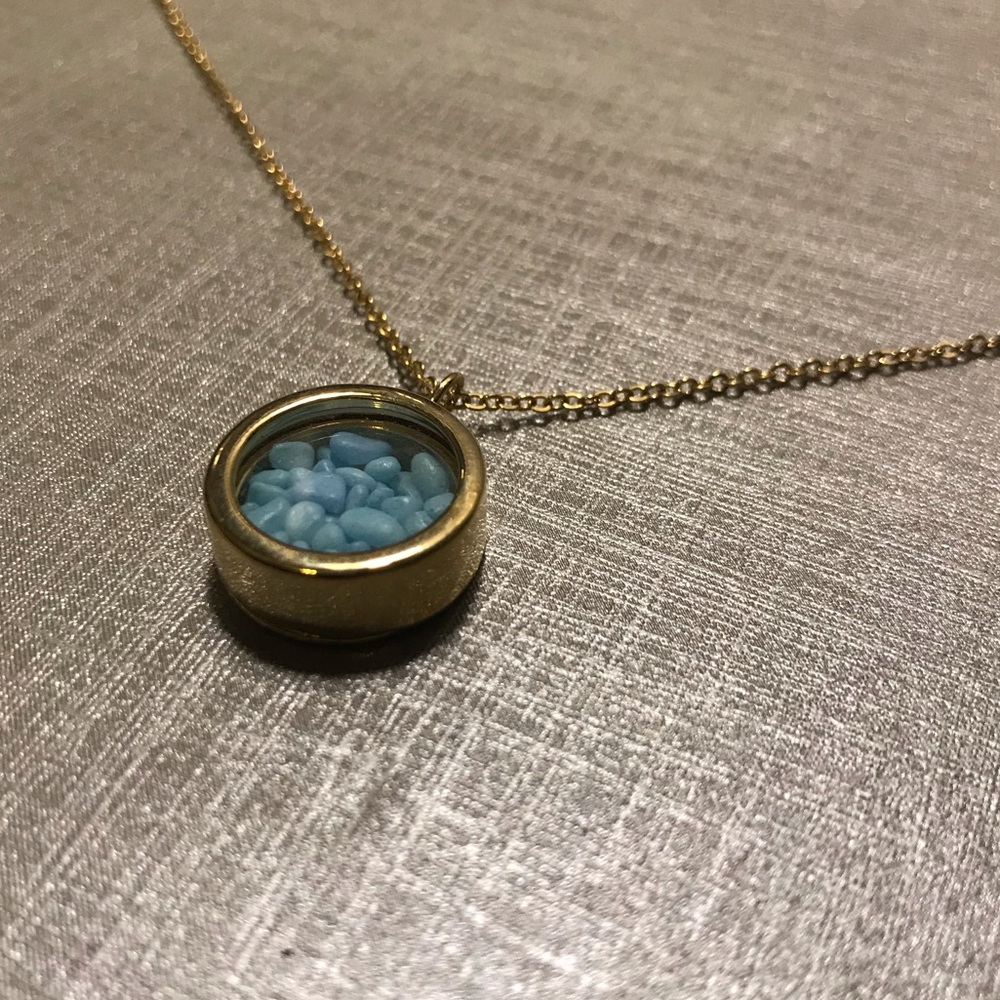 Gold Pendant with Blue Stones